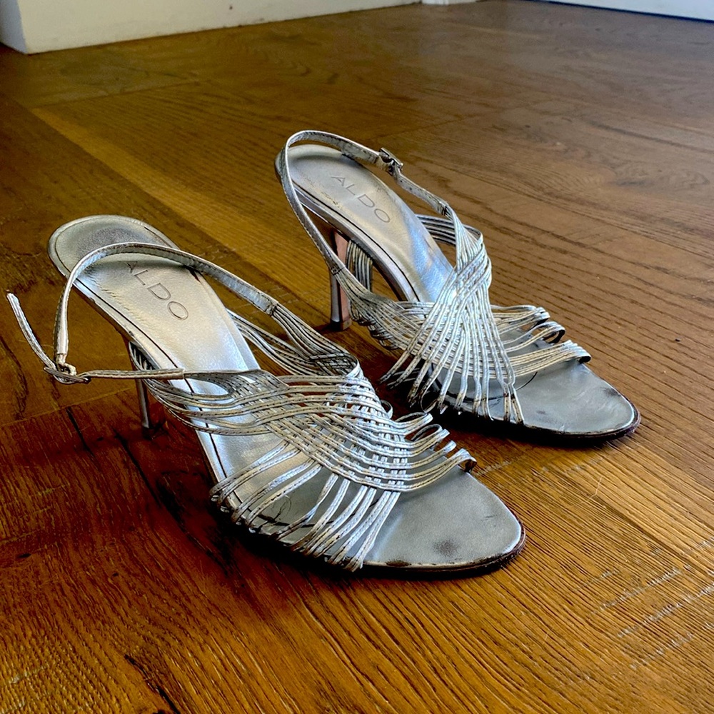 Alfo silver summer heels